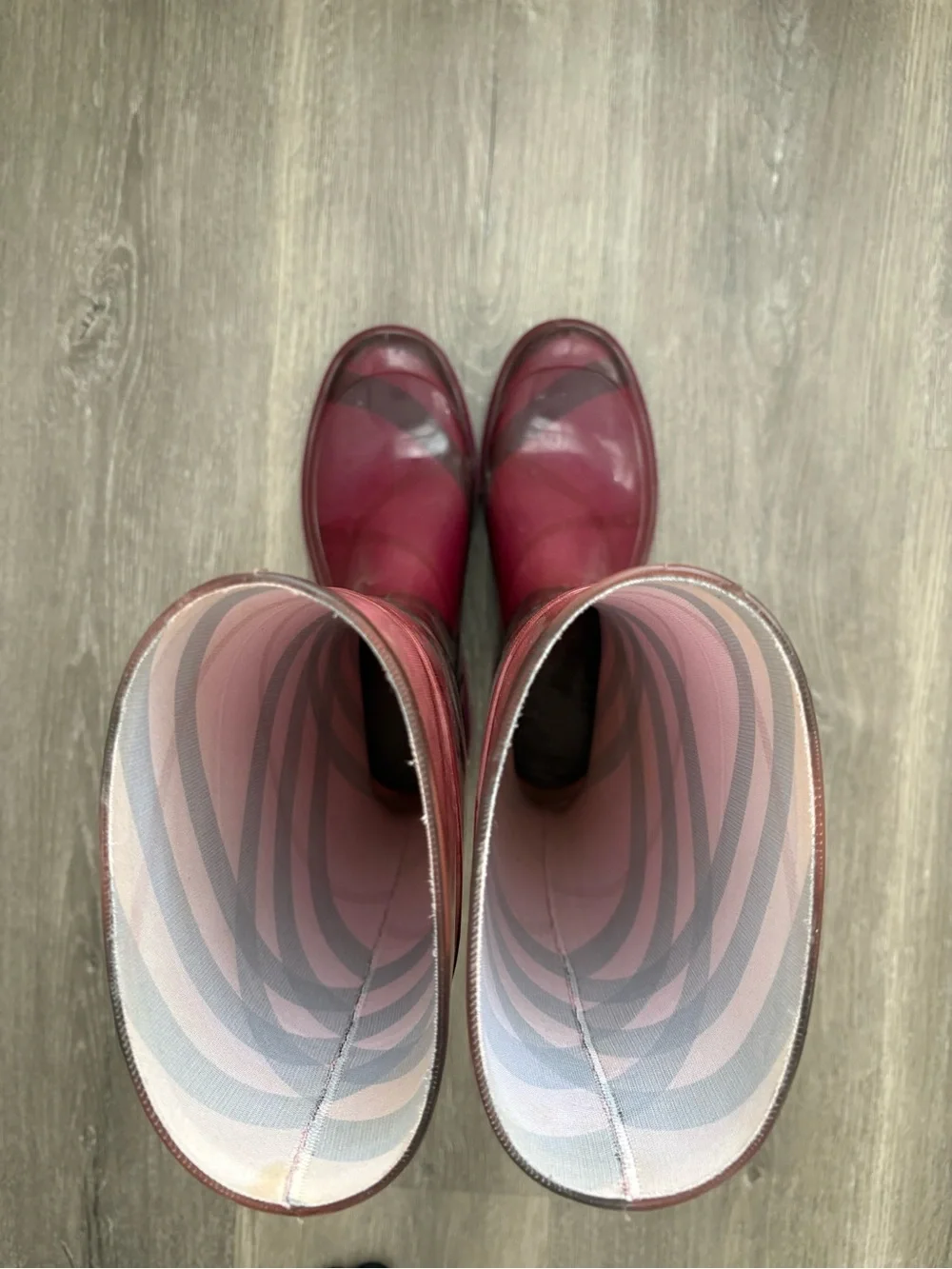 Burberry Pink and Black Patterned Tall Rain Boots